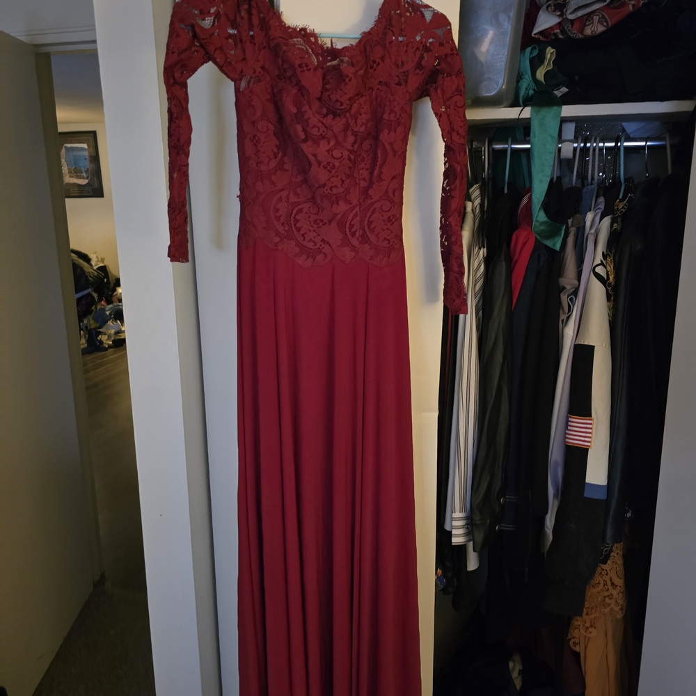 Abyss By Abby Bold Red Long Sleeve Dress - Picture 3 of 3
